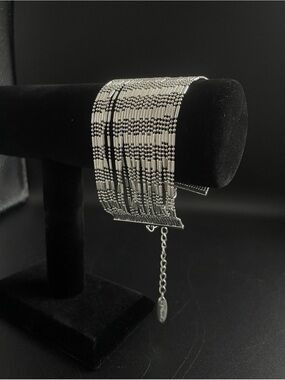 Silver-Tone Cuff Beaded Bracelet